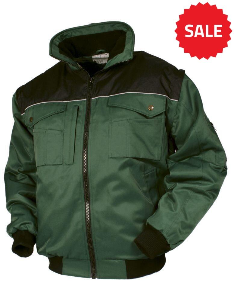 Tranemo TR6520_30 zip-up bomber jacket with two front flap pockets, black collar, and black cuffs.