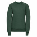 Russell 7620B: A dark green sweatshirt featuring long sleeves and a crew neck.
