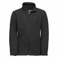 A black Russell fleece jacket, model 8700B, featuring a front zipper and high collar, displayed on a plain white background.