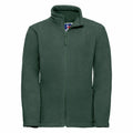 The Russell 8700B fleece jacket comes in green and features a full front zipper along with a high collar.