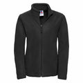 Product 8700F, a black zip-up fleece jacket with a high collar from Russell, is displayed against a white background.