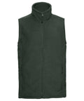 Russell 8720M green fleece vest featuring a full front zipper and two zippered pockets.