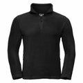 Russell 8740M quarter-zip black fleece pullover featuring long sleeves and zippered pockets, showcased on a plain white background.
