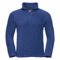A Russell 8740M blue pullover fleece jacket featuring a quarter-zip and long sleeves.