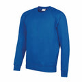 An AC001 crewneck sweatshirt in royal blue by AWDis Academy, featuring long sleeves and ribbed cuffs. The fabric feels soft, and the design is straightforward and casual, making it perfect for everyday wear.