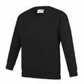 A plain black long-sleeve AC01J sweatshirt by AWDis Academy, featuring a crew neck and ribbed cuffs, displayed on a white background.