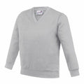 The AC03J from AWDis Academy is a gray long-sleeve V-neck sweatshirt presented on a white background. It boasts ribbed cuffs and hem, offering a soft and comfortable look.