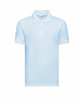 A light blue AC04J polo shirt from AWDis Academy, featuring a collar and three buttons, displayed against a white background.