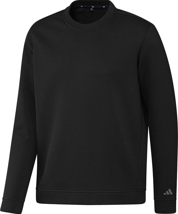 The Blank crew sweatshirt by adidas is a plain black long-sleeve crew neck with an adidas logo on the left wrist, shown against a white background. No visible patterns or graphics.