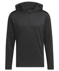 A black long-sleeve hoodie with a half-zip front and hood, shown on a white background. The "Hoodies" product has no visible logos or patterns.