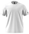 A lightweight plain white short-sleeve T-shirt with a round neckline and a small Adidas logo on the left sleeve.