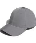The Caps product is a plain grey baseball cap featuring visible stitching, six panels, and a curved brim, shown against a white background.