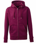 An Anthem maroon zip-up hoodie (AM002) featuring drawstrings and front pockets, set against a plain white background.