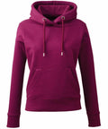 An Anthem brand AM003 hoodie in maroon, featuring a front pocket and a drawstring hood.