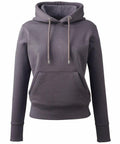 Anthem's AM003 hoodie in gray, featuring drawstrings and a front pocket, showcased against a white background.