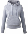 The Anthem AM003 is a plain gray hoodie that features a front pocket and drawstrings. It boasts a simple design with long sleeves and a relaxed fit.