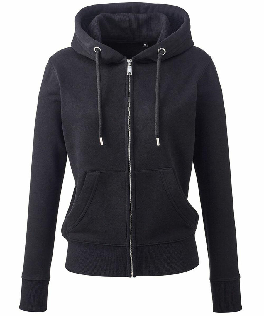 Anthem's AM004 features a black zip-up design with a drawstring hood and front pockets.