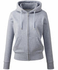 A gray Anthem AM004 zip-up hoodie featuring a drawstring hood and front pockets.