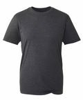Displayed against a white background is Anthem's AM010 T-shirt, featuring a plain dark gray color, short sleeves, and a classic crew neckline with a simple, basic design.
