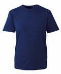 A simple navy blue T-shirt by Anthem (Product Name: AM010) is displayed on a white background. It features a minimalist design with short sleeves and a round neckline.