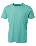 The AM010 by Anthem is a plain turquoise T-shirt displayed on a white background, featuring short sleeves and a round neckline.