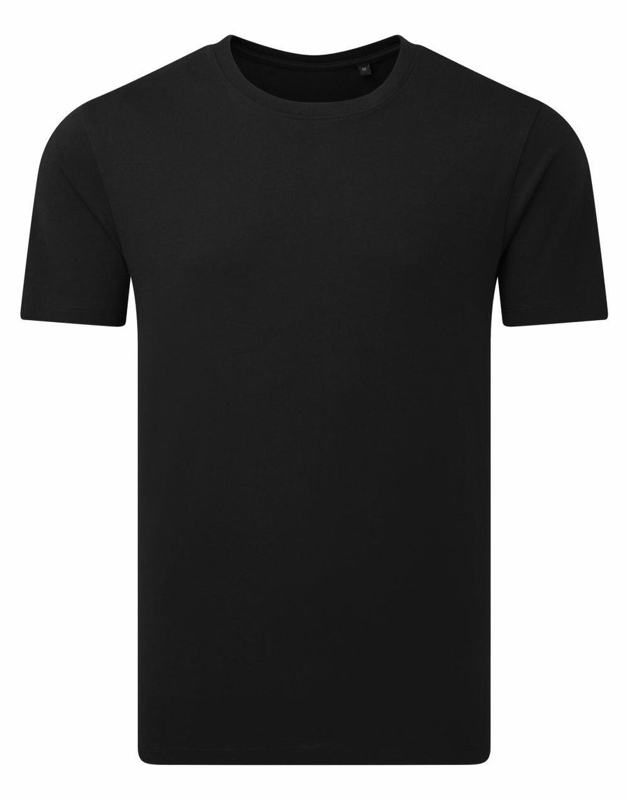 A short-sleeve t-shirt from Anthem, model AM012, shown in plain black against a white background.