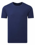 A plain dark blue crew neck T-shirt from Anthem, product AM012, displayed against a white background. The shirt is short-sleeved with a simple and classic style, showing no patterns or designs.