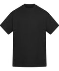 A plain black T-shirt short-sleeve shirt is centred on a white background, featuring a crew neckline with no visible logos, graphics, or patterns.