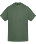 A solid olive green T-shirt product, short-sleeve with a crew neckline, shown on a white background. Features no visible logos, patterns, or designs.