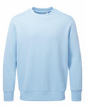 The Anthem AM020, a light blue crew-neck sweatshirt, is displayed against a white background, highlighting its long sleeves and simple design.
