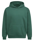 A plain green hooded sweatshirt with long sleeves and a front kangaroo pocket, shown against a white background. The hoodie features no visible logos or designs.