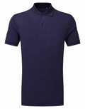 An Asquith & Fox AQ001 dark blue short-sleeve polo shirt featuring a collar and three buttons.