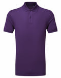 The AQ001 by Asquith & Fox is a plain purple polo shirt, featuring a collar, short sleeves, and a three-button placket. It showcases a simple, classic design against a white background.