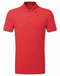 A plain red short-sleeved polo shirt with a collar and three buttons from the Asquith & Fox AQ001 collection.