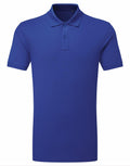 A plain blue polo shirt with short sleeves and a collar from Asquith & Fox. The AQ001 features a two-button placket and is displayed against a white background.