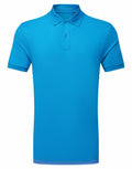 The AQ001 by Asquith & Fox is a vibrant blue polo shirt with short sleeves, showcasing a classic collar and a three-button placket. It is presented against a white backdrop.