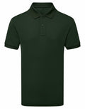 An AQ002 dark green short-sleeved polo shirt by Asquith & Fox, featuring a folded collar and buttoned placket, displayed on a plain white background.