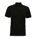 Asquith & Fox AQ005 black polo shirt featuring short sleeves and a buttoned collar, displayed against a plain white background.