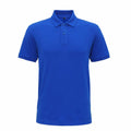 Asquith & Fox AQ005 polo shirt in blue, featuring short sleeves and a collar, displayed against a white background.