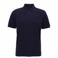 Discover the AQ005, a navy blue polo shirt by Asquith & Fox. It features short sleeves and a collar with a three-button placket, offering a simple, classic design without any visible logos or patterns.