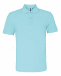 Asquith & Fox AQ010 polo shirt in light blue featuring a collar and short sleeves, displayed on a white background.