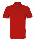 The AQ010 by Asquith & Fox is a plain red polo shirt featuring short sleeves and a classic collar, complete with a three-button placket. It is crafted from soft, breathable fabric.
