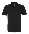 Asquith & Fox AQ010: A black polo shirt featuring a short-sleeved design with a collar and three-button placket.