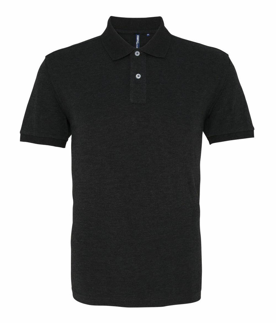 Asquith & Fox AQ010: A black polo shirt featuring a short-sleeved design with a collar and three-button placket.