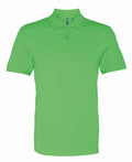 The Asquith & Fox AQ010 features a plain green polo shirt with short sleeves and a classic collar, displayed on a white background.