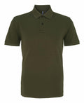 Introducing the AQ010 by Asquith & Fox: A sleek, dark green polo shirt featuring short sleeves and a classic collar with three front buttons. The product is showcased against a clean, white backdrop.