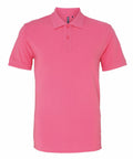 An AQ010 Asquith & Fox polo shirt in plain pink, featuring short sleeves and a button-up collar, displayed against a white background.