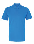 The Asquith & Fox AQ010 is a plain blue polo shirt featuring a collar and short sleeves, displayed on a white background.
