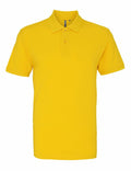 The AQ010 by Asquith & Fox is a vibrant yellow polo shirt featuring short sleeves and a buttoned collar, showcased against a pristine white background.