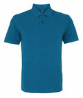 The Asquith & Fox AQ010 is a plain blue polo shirt featuring short sleeves, a folded collar, and a button placket. It is neatly displayed against a white background.